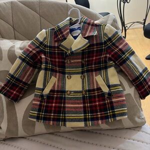 Gucci Kids Tartan Double-Breasted Coat - Red and Yellow